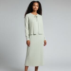 1970s NPC Fashions Union Made Mint Midi Dress Set w Pleated Jacket M